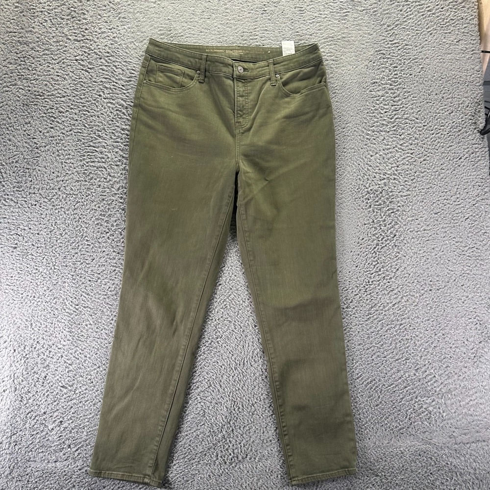 Chico's So Slimming Jeans Women 12T Green Cotton Denim Ankle Girlfriend Slim Fit